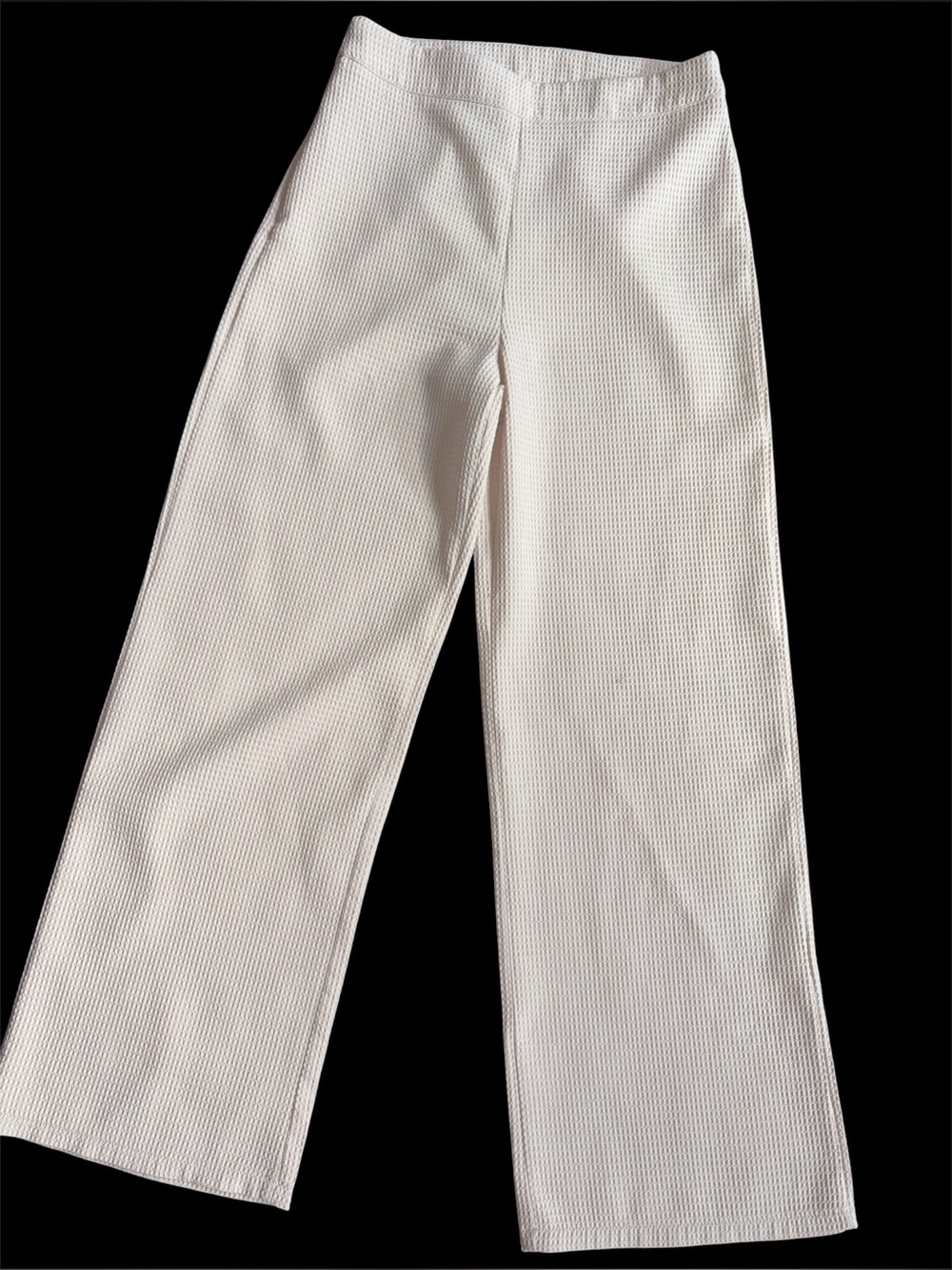 White Wide-Leg Textured Knit Pants size 4
